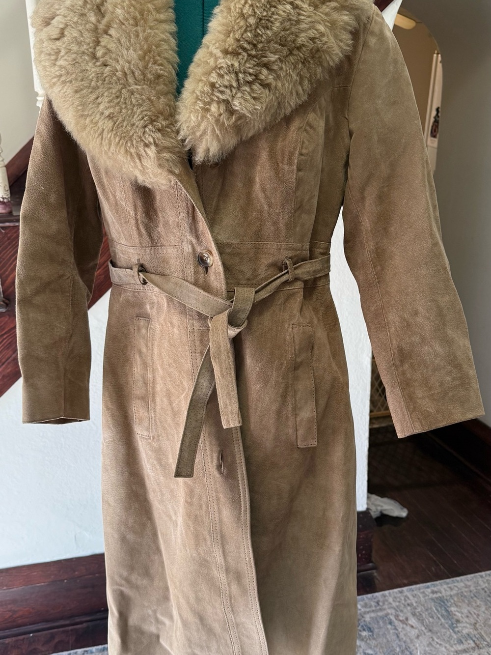 Suede Shearling-Trench Coat